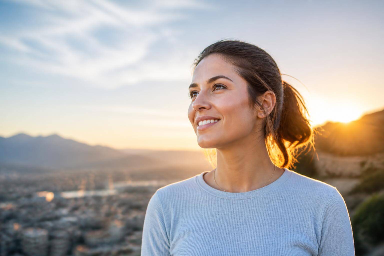 A woman enjoying the outdoors with clear, glasses-free vision after LASIK
