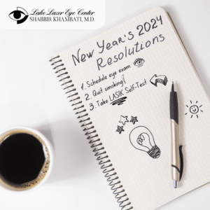 Notebook with text for 2024 new year's resolutions